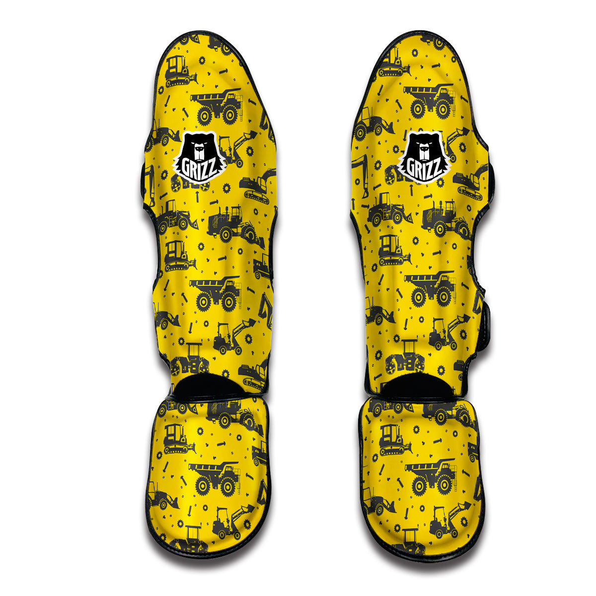 Tractor Yellow Print Pattern Muay Thai Shin Guards-grizzshop