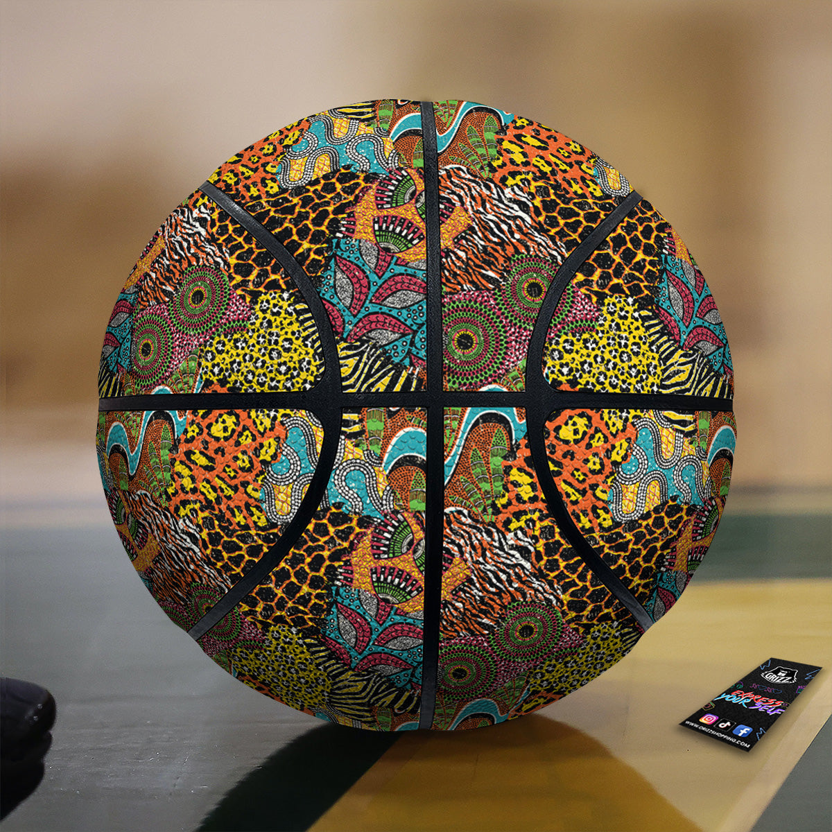 Traditional African And Wild Animal Skins Print Pattern Basketball-grizzshop
