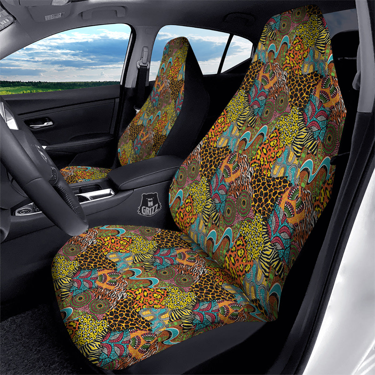 Traditional African And Wild Animal Skins Print Pattern Car Seat Covers-grizzshop