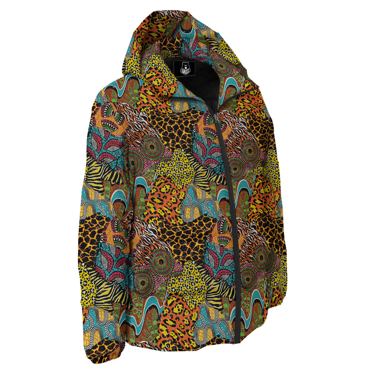 Traditional African And Wild Animal Skins Print Pattern Down Jacket-grizzshop