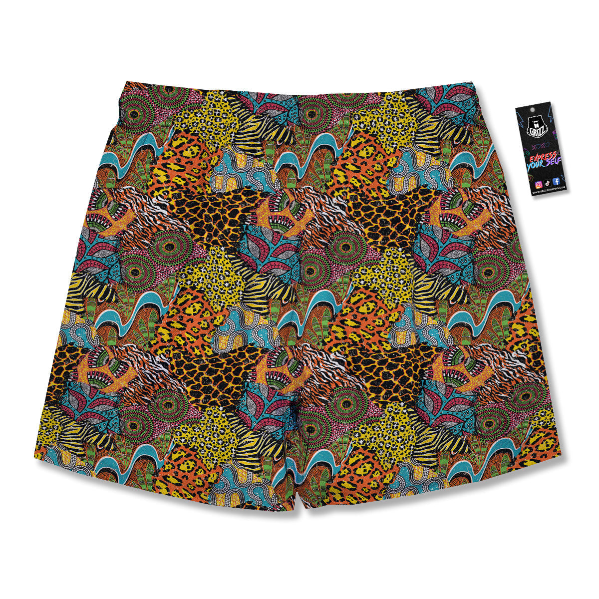 Traditional African And Wild Animal Skins Print Pattern Men's Running Shorts-grizzshop