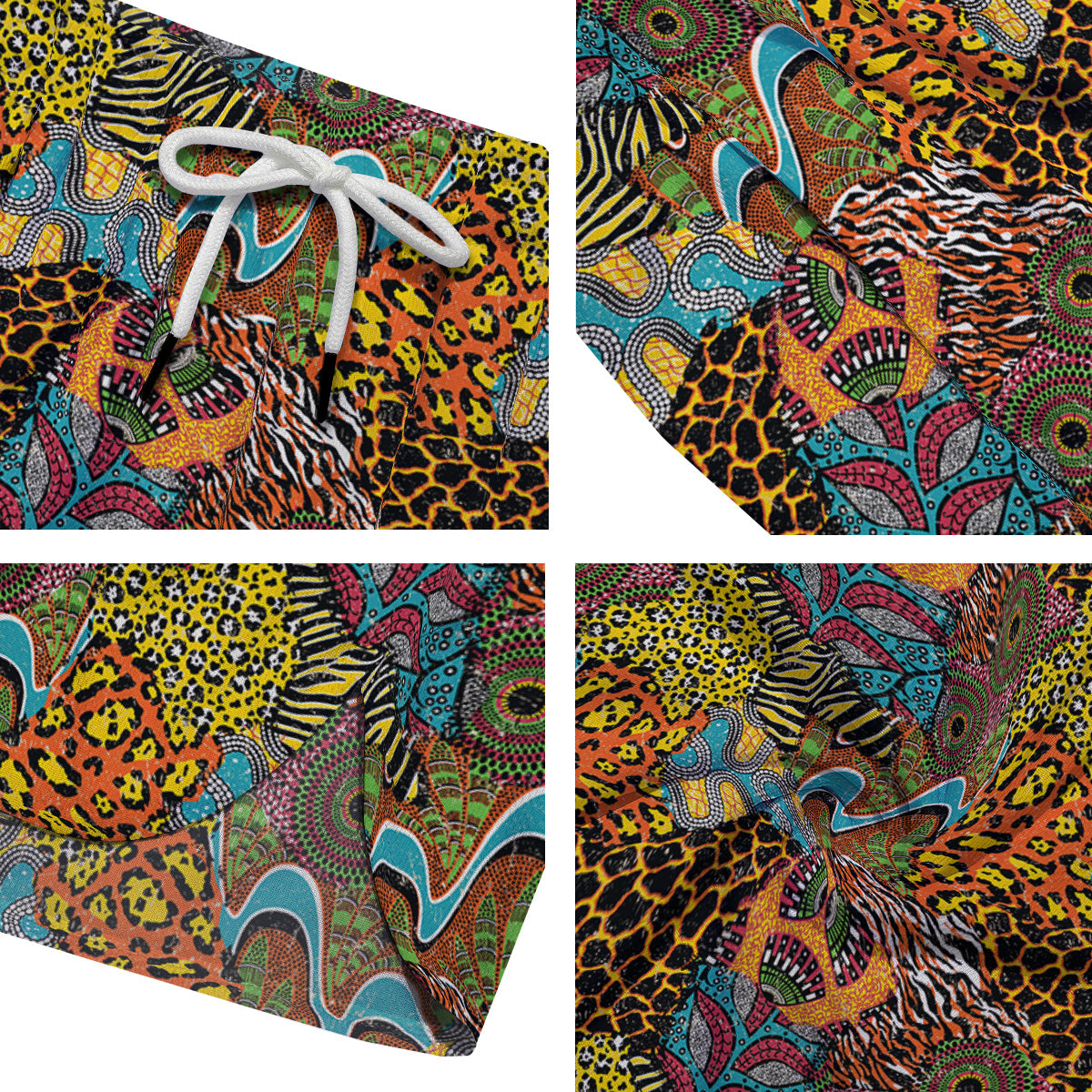 Traditional African And Wild Animal Skins Print Pattern Men's Running Shorts-grizzshop