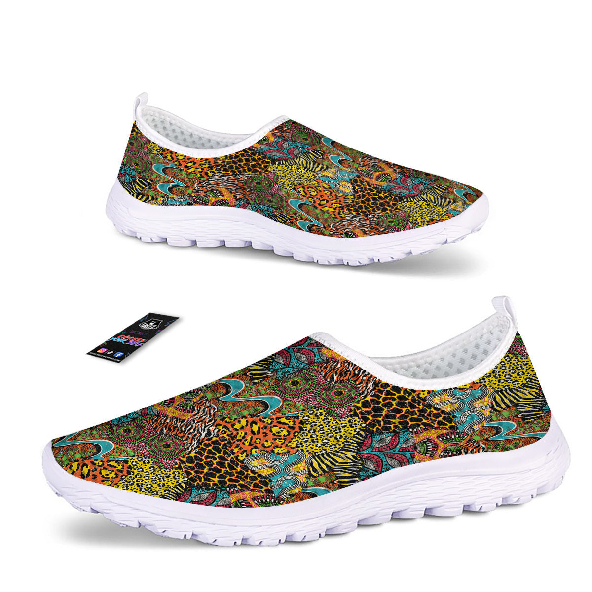 Traditional African And Wild Animal Skins Print Pattern Nurse Shoes-grizzshop
