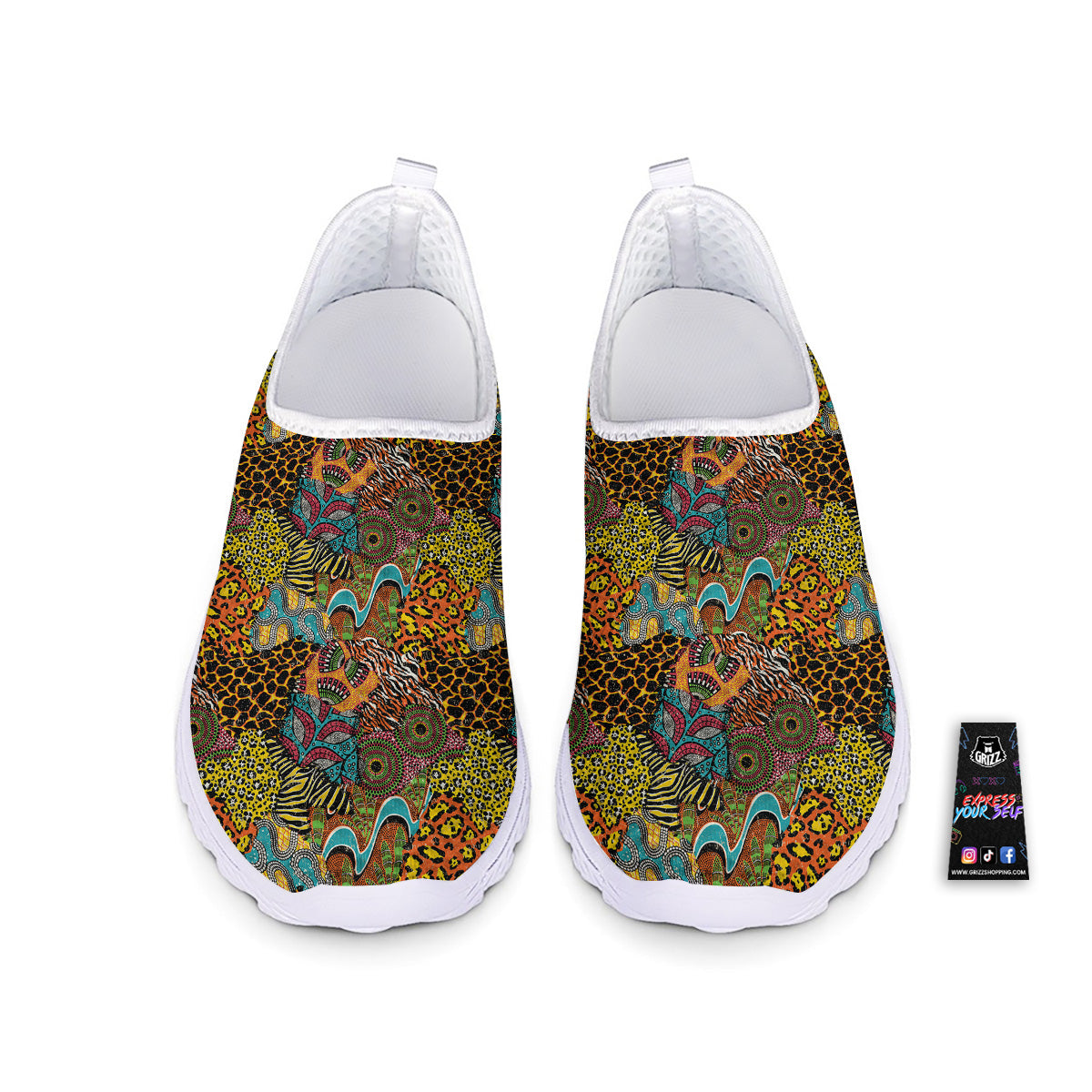 Traditional African And Wild Animal Skins Print Pattern Nurse Shoes-grizzshop