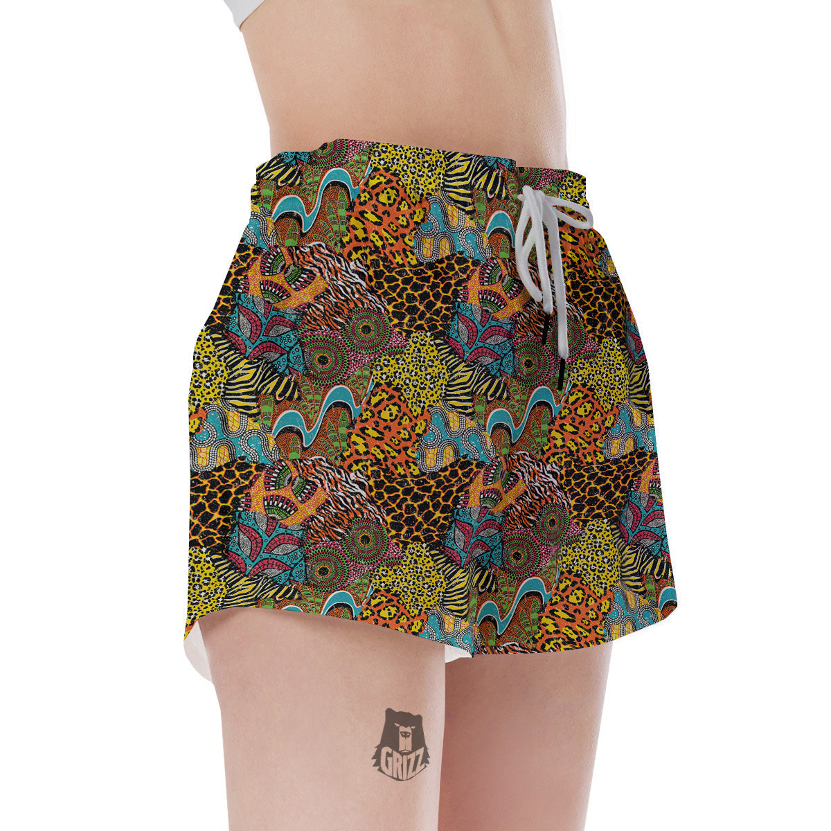Traditional African And Wild Animal Skins Print Pattern Women's Shorts-grizzshop