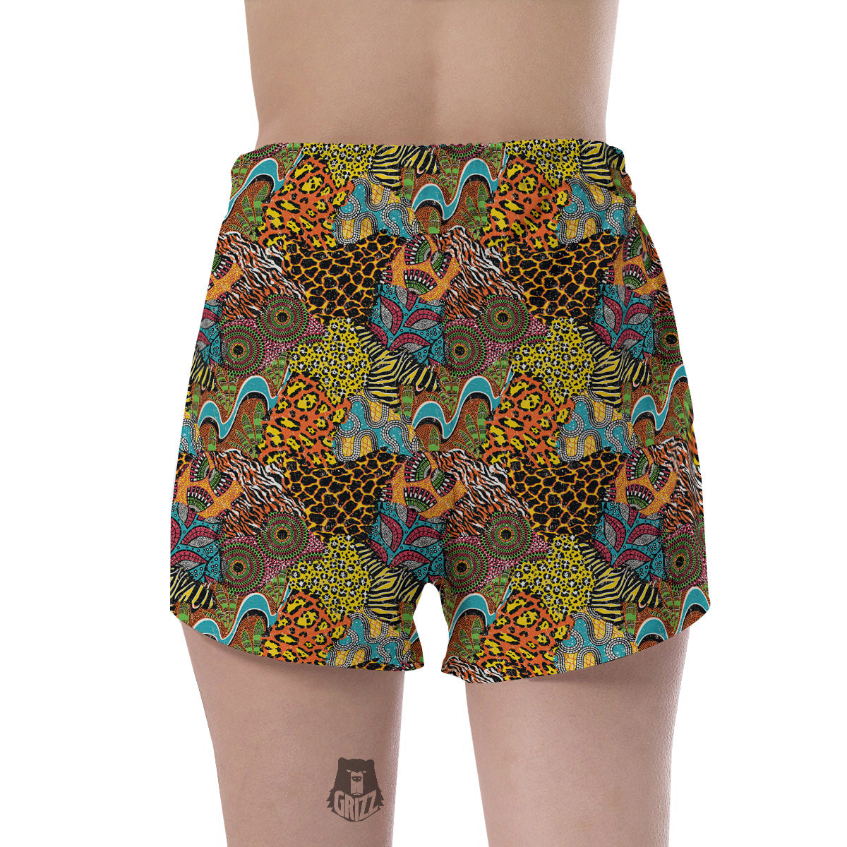 Traditional African And Wild Animal Skins Print Pattern Women's Shorts-grizzshop