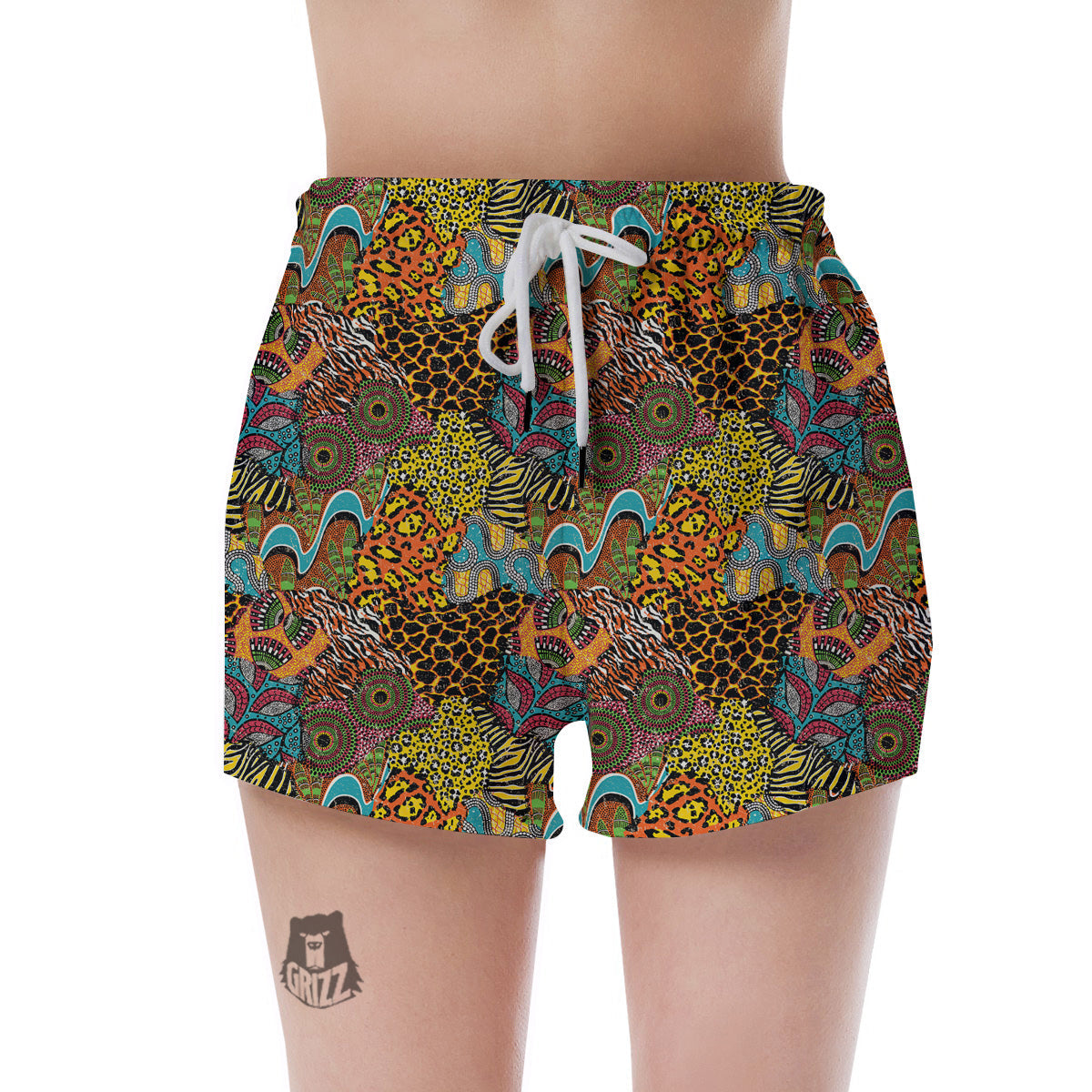 Traditional African And Wild Animal Skins Print Pattern Women's Shorts-grizzshop