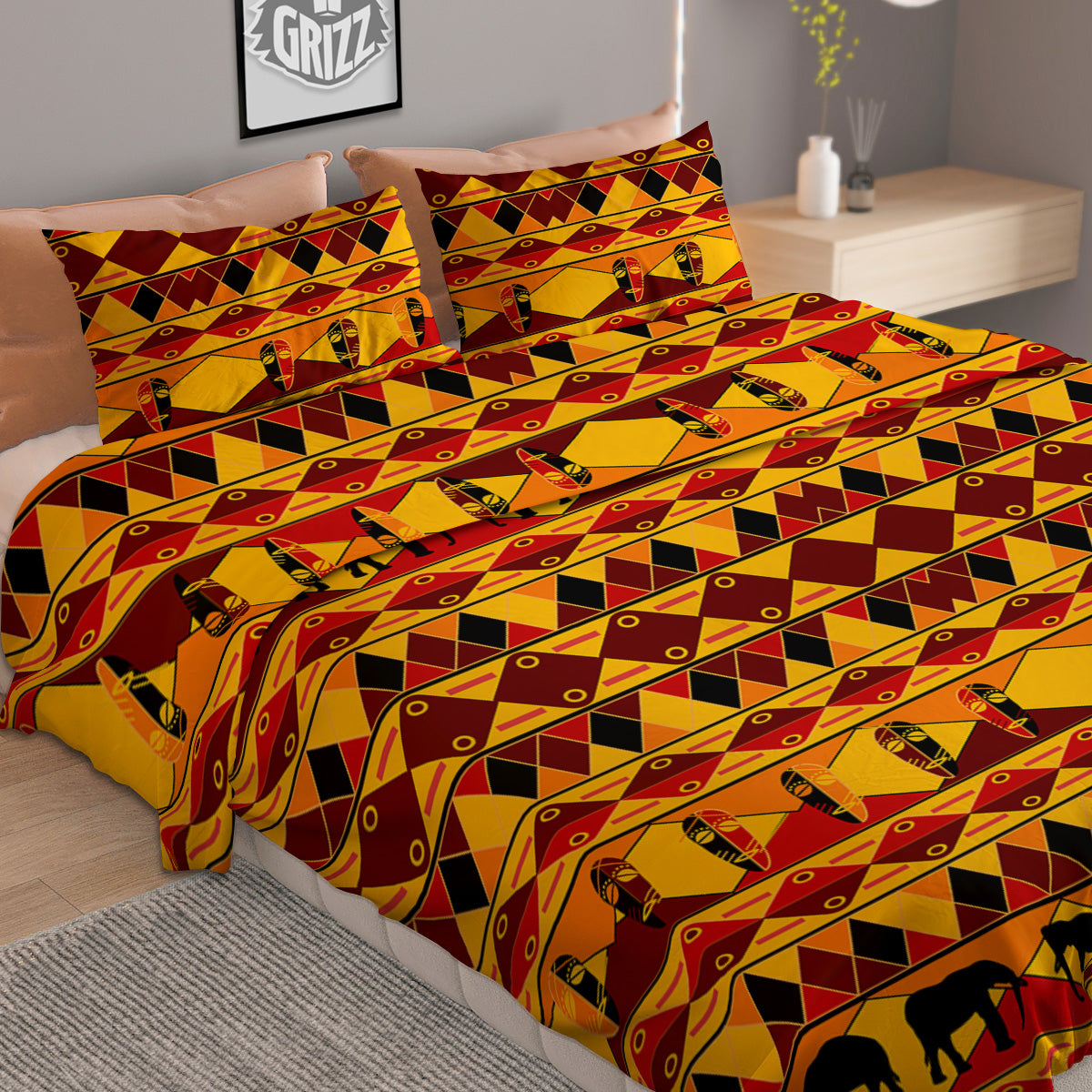Traditional African Ethnic Print Pattern Duvet Cover Bedding Set