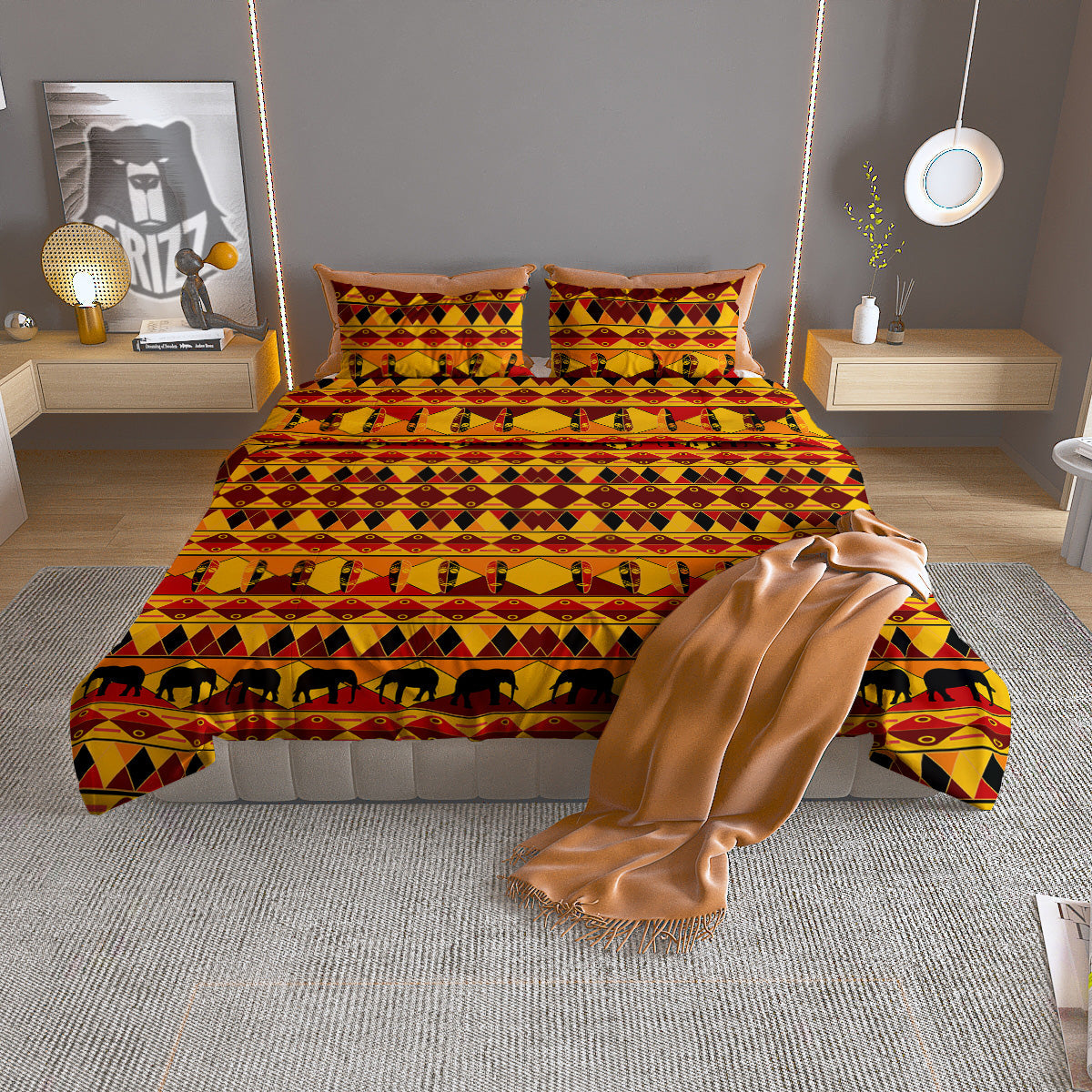 Traditional African Ethnic Print Pattern Duvet Cover Bedding Set