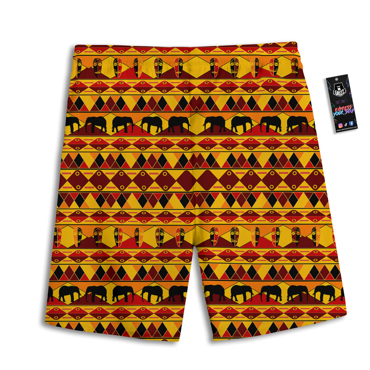 Traditional African Ethnic Print Pattern Men's Athletic Shorts
