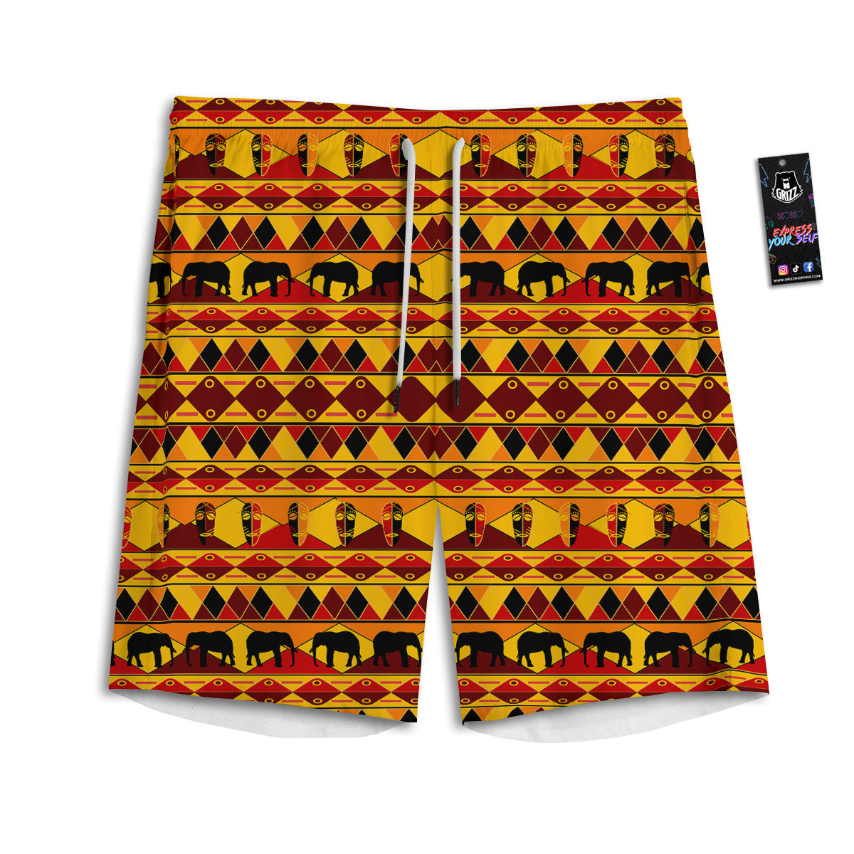 Traditional African Ethnic Print Pattern Men's Athletic Shorts