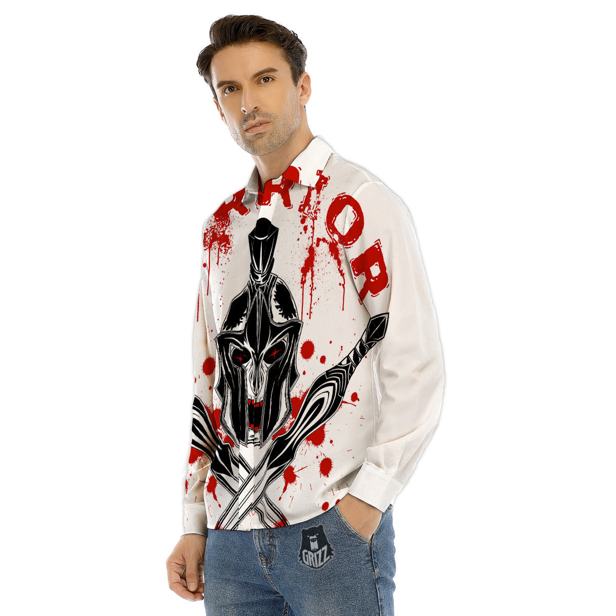 Traditional African Ethnic Print Pattern Men's Dress Shirts-grizzshop
