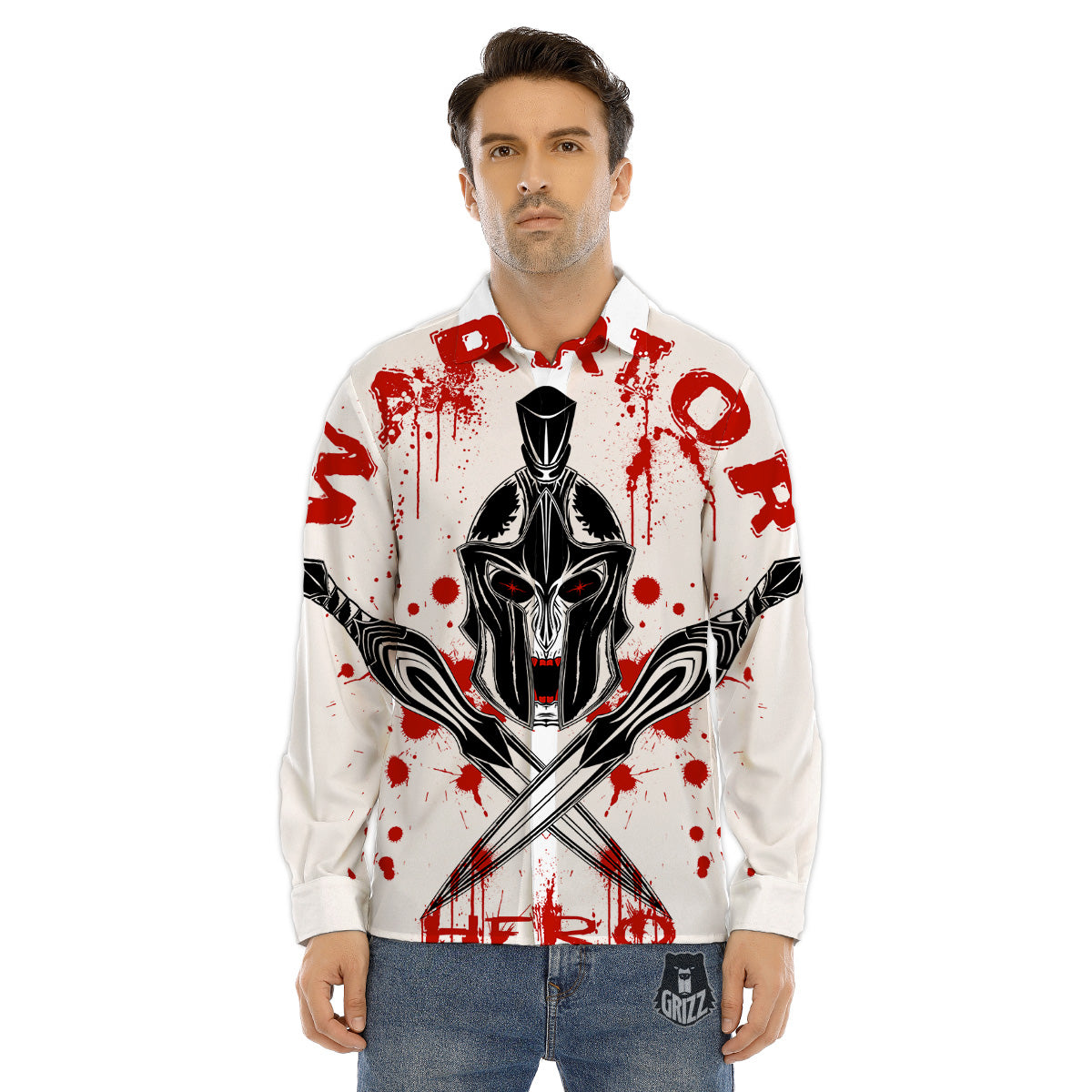 Traditional African Ethnic Print Pattern Men's Dress Shirts-grizzshop
