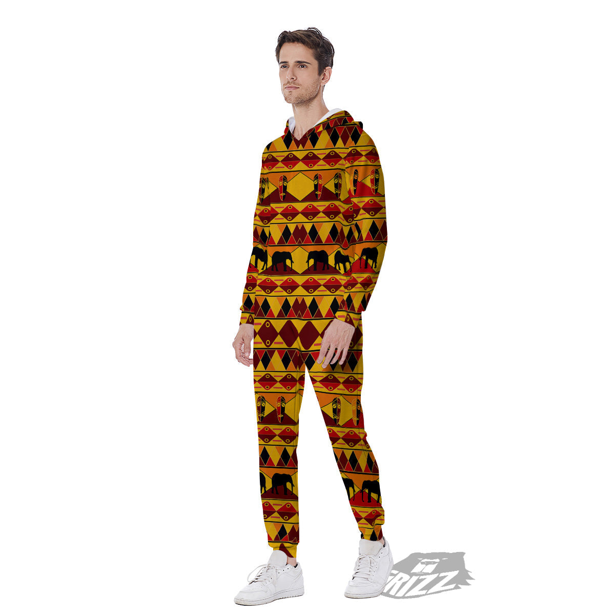 Traditional African Ethnic Print Pattern Men's Jumpsuit-grizzshop