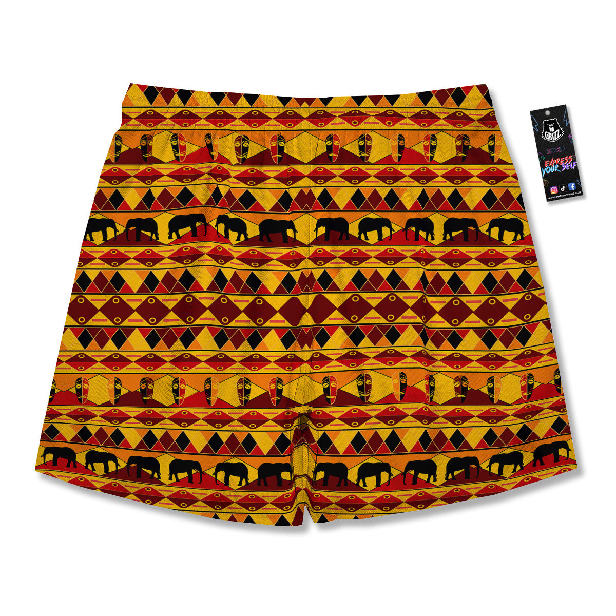 Traditional African Ethnic Print Pattern Men's Running Shorts-grizzshop