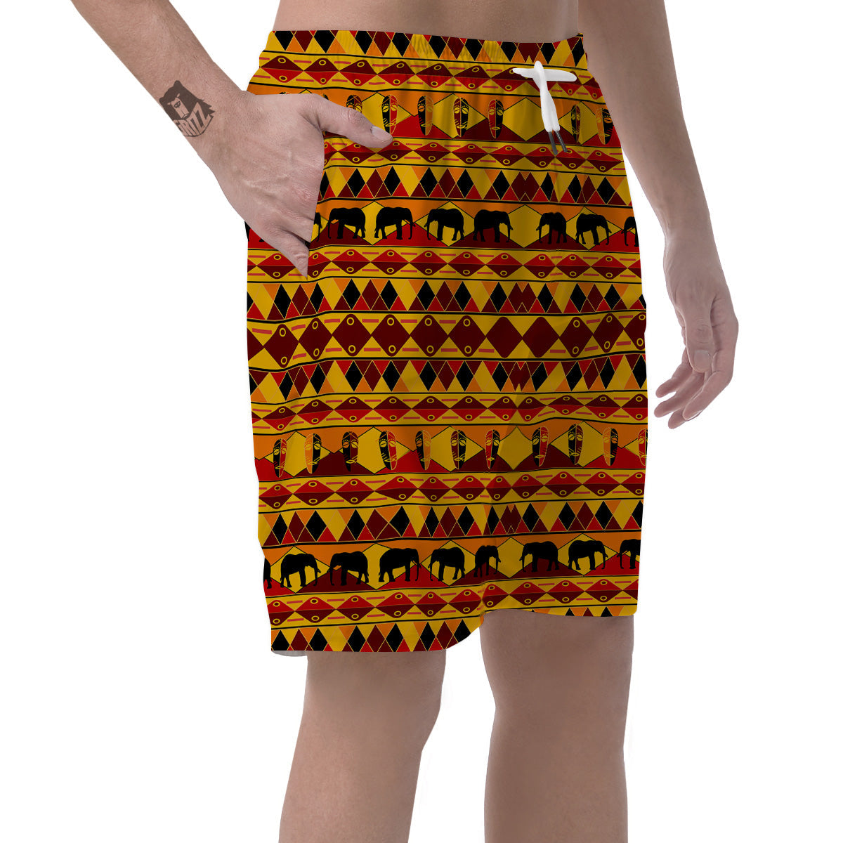 Traditional African Ethnic Print Pattern Men's Shorts-grizzshop