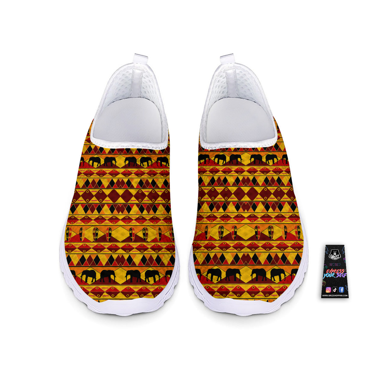Traditional African Ethnic Print Pattern Nurse Shoes-grizzshop