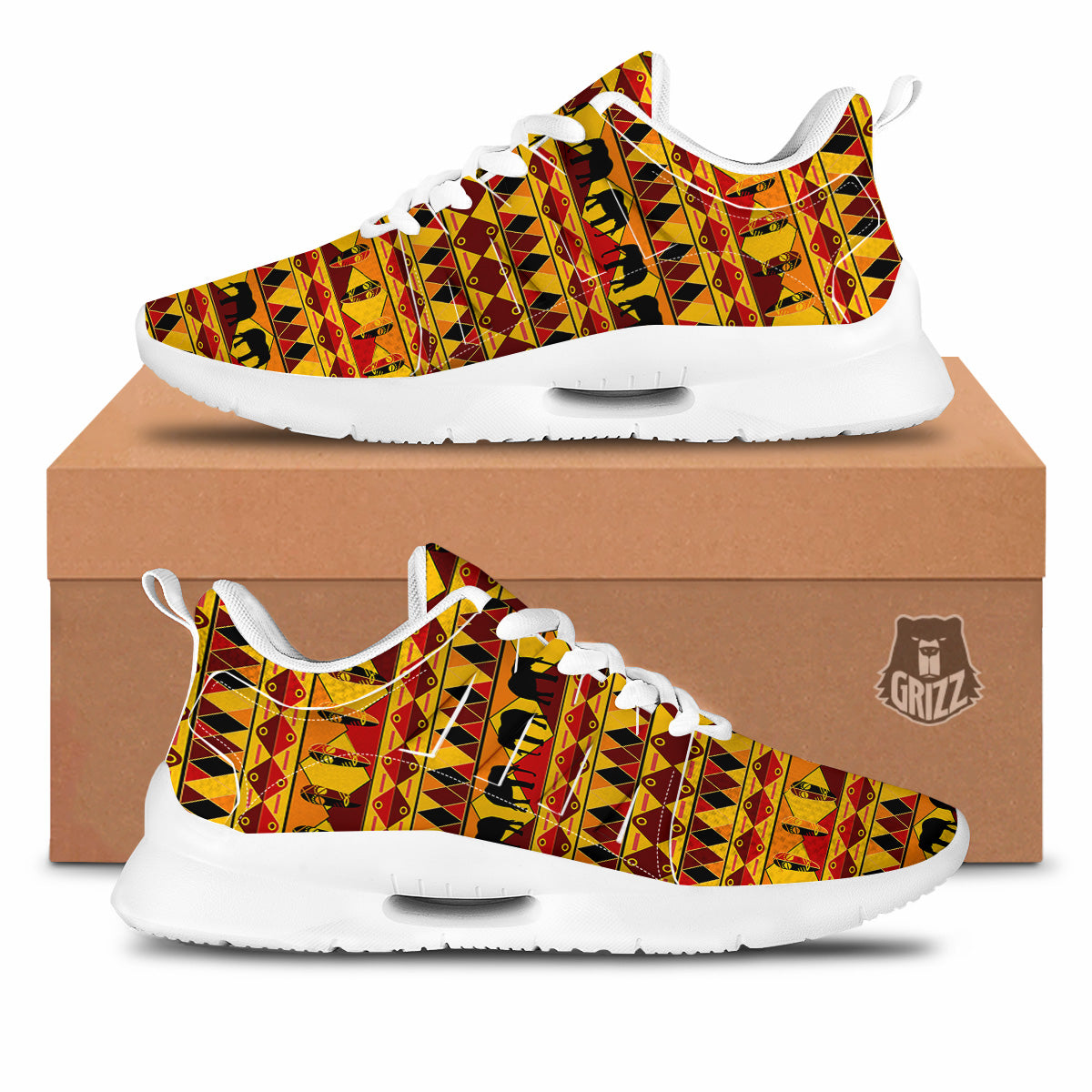 Traditional African Ethnic Print Pattern Tennis Shoes-grizzshop