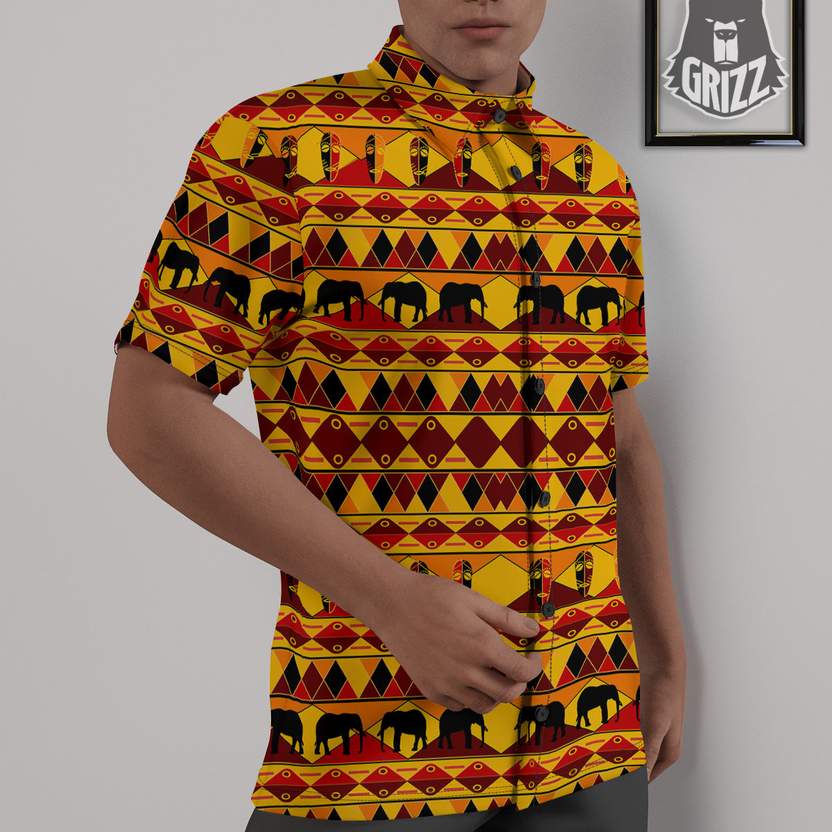 Traditional African Ethnic Print Pattern Untucked Shirts-grizzshop