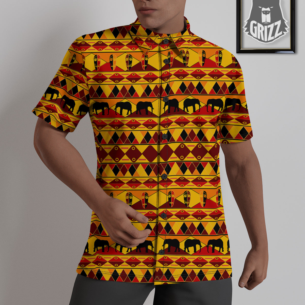 Traditional African Ethnic Print Pattern Untucked Shirts-grizzshop