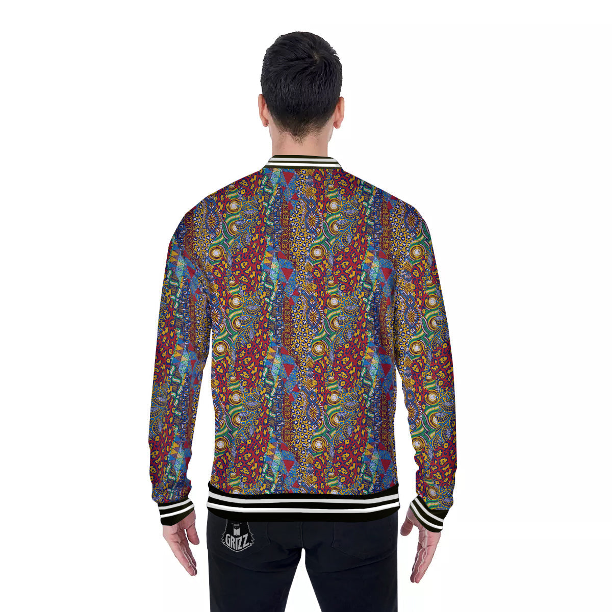 Traditional African Patchwork Animal Skins Print Pattern Baseball Jacket-grizzshop