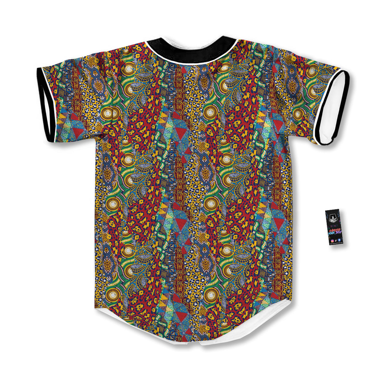 Traditional African Patchwork Animal Skins Print Pattern Baseball Jersey-grizzshop