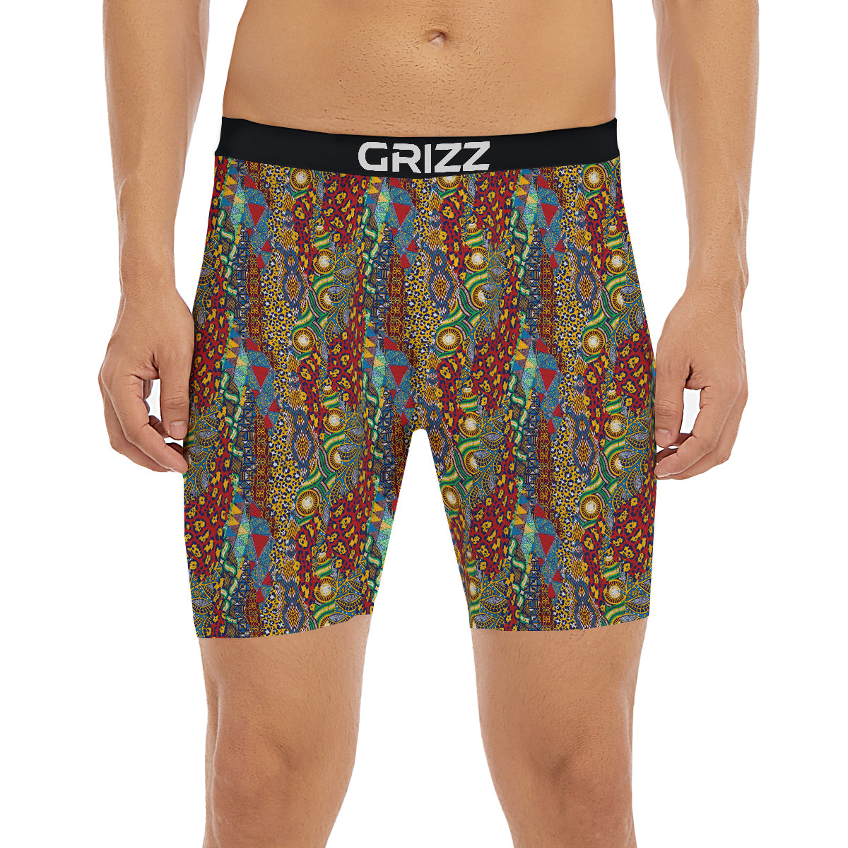 Traditional African Patchwork Animal Skins Print Pattern Boxer Briefs-grizzshop