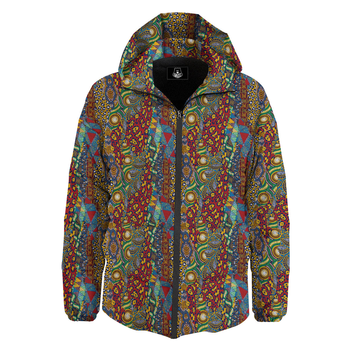 Traditional African Patchwork Animal Skins Print Pattern Down Jacket-grizzshop