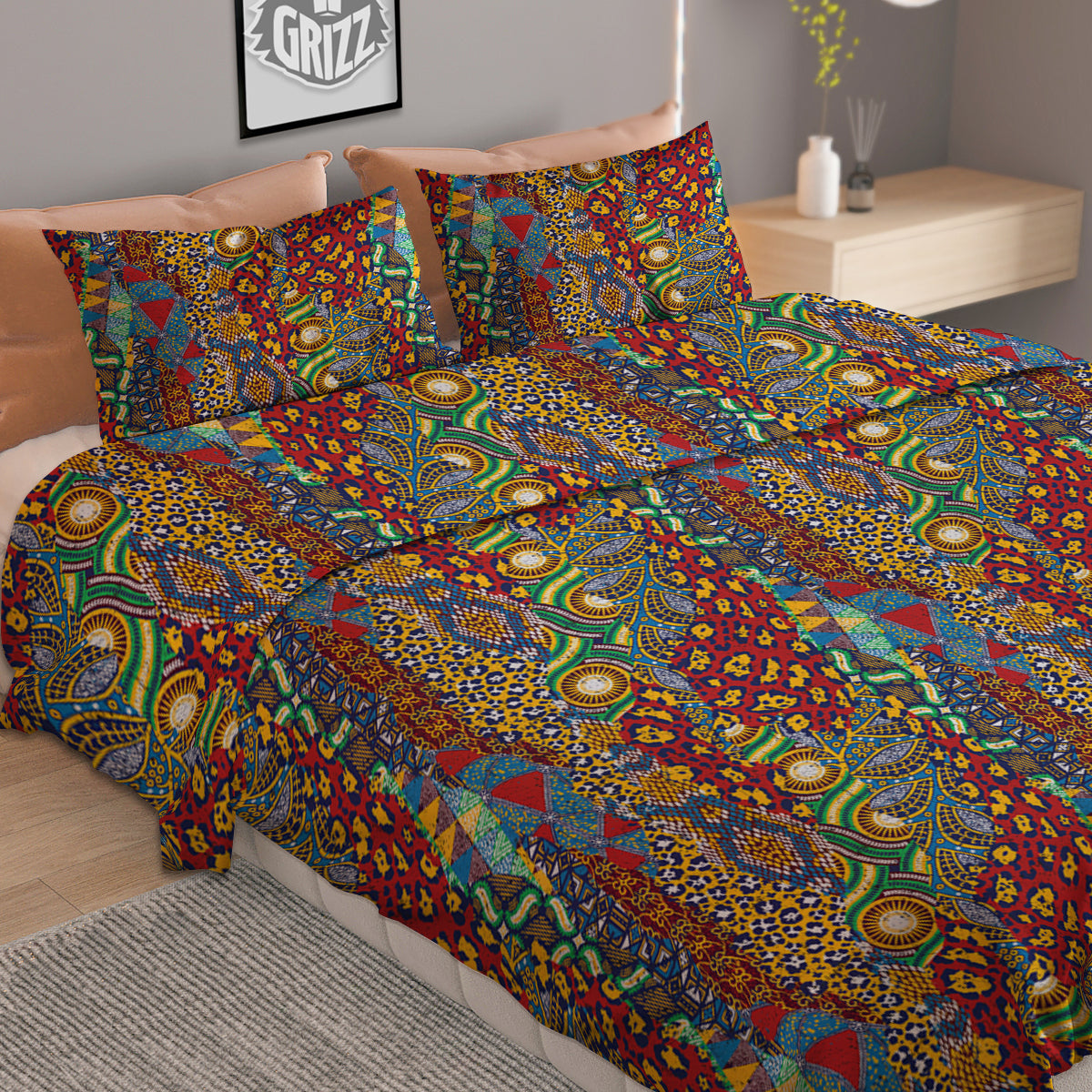 Traditional African Patchwork Animal Skins Print Pattern Duvet Cover Bedding Set