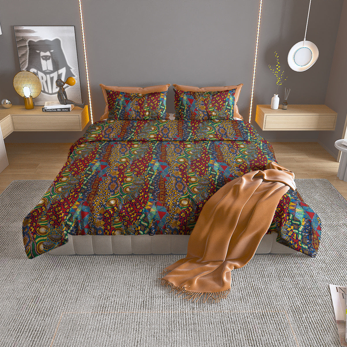 Traditional African Patchwork Animal Skins Print Pattern Duvet Cover Bedding Set