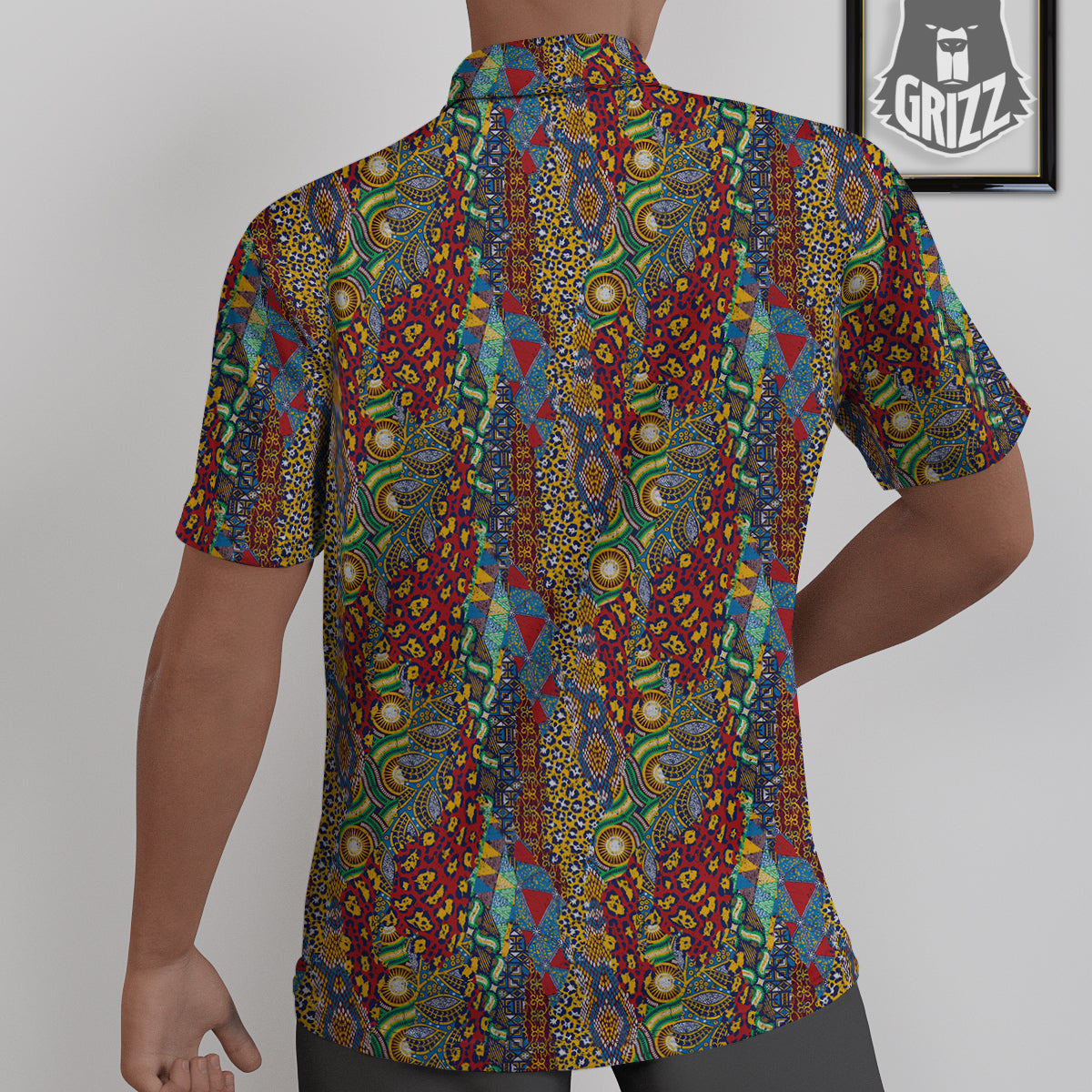 Traditional African Patchwork Animal Skins Print Pattern Untucked Shirts-grizzshop