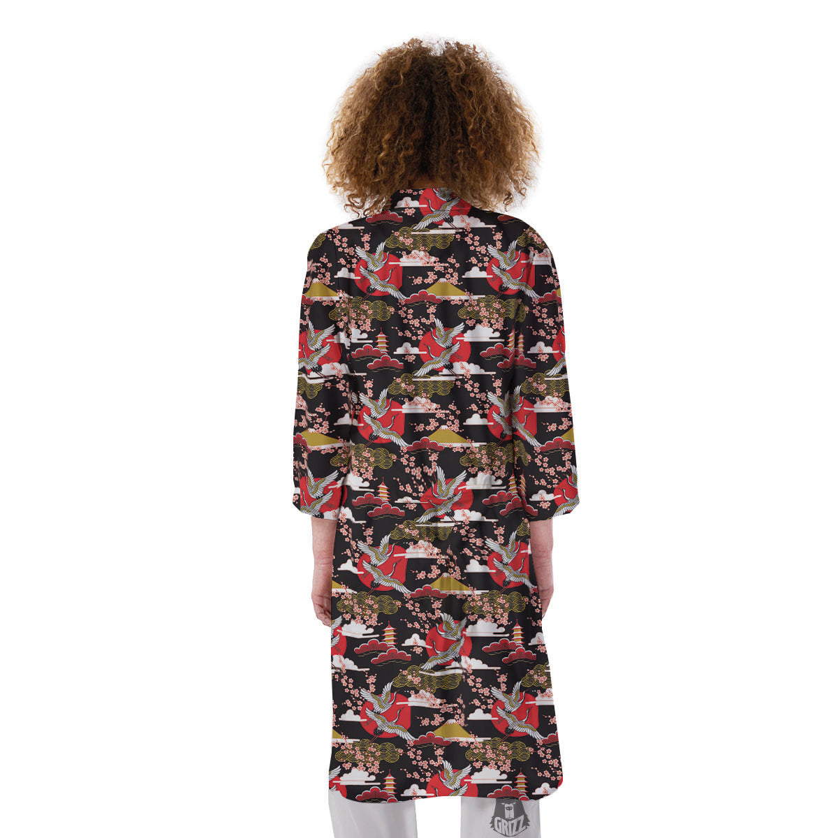 Traditional Japanese Print Pattern Kimono-grizzshop