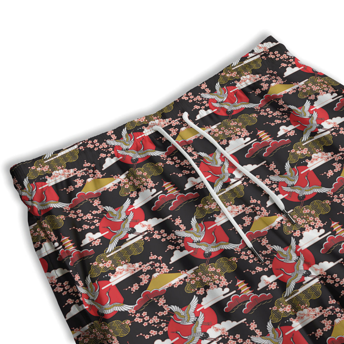 Traditional Japanese Print Pattern Men's Athletic Shorts