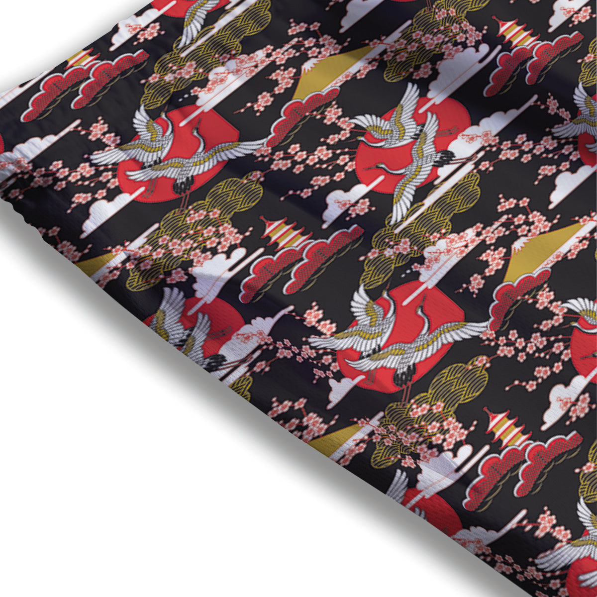 Traditional Japanese Print Pattern Mesh Shorts