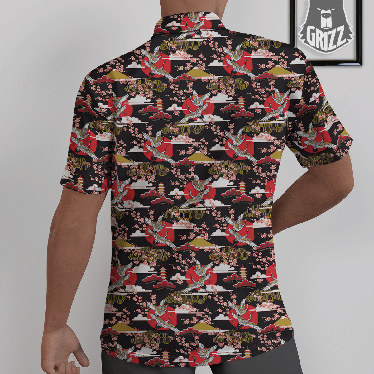 Traditional Japanese Print Pattern Untucked Shirts-grizzshop