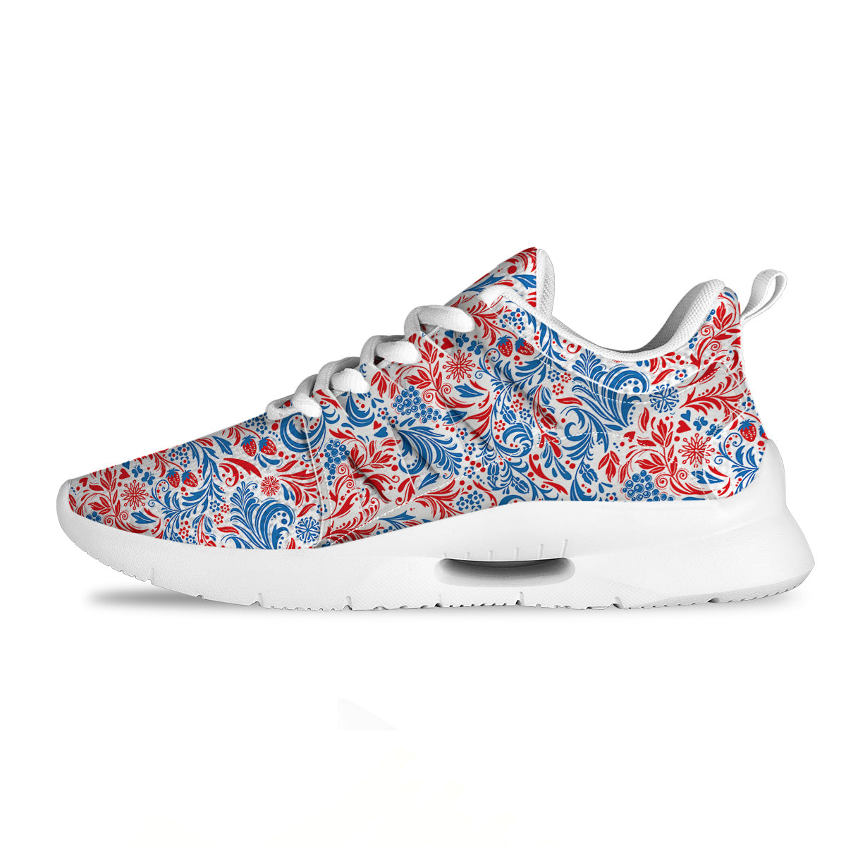 Traditional Khokhloma Red And Blue Print Pattern Tennis Shoes-grizzshop