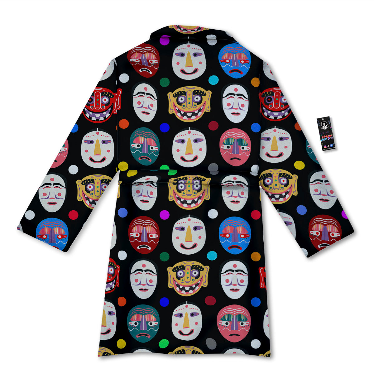 Traditional Korean Masks Print Pattern Bathrobe-grizzshop