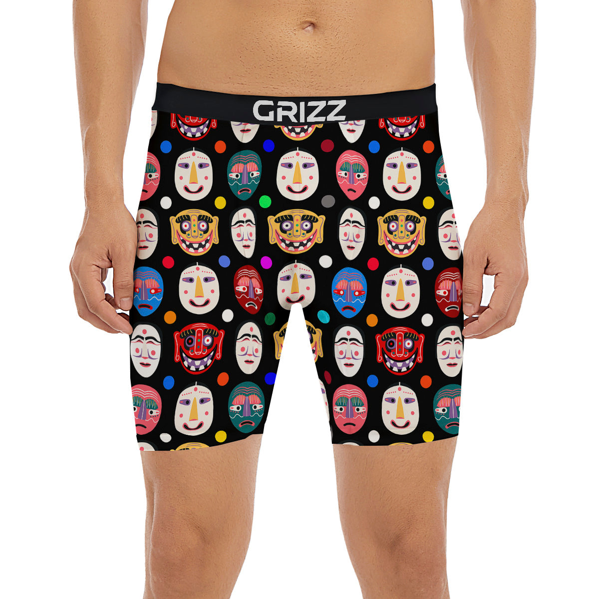 Traditional Korean Masks Print Pattern Boxer Briefs-grizzshop