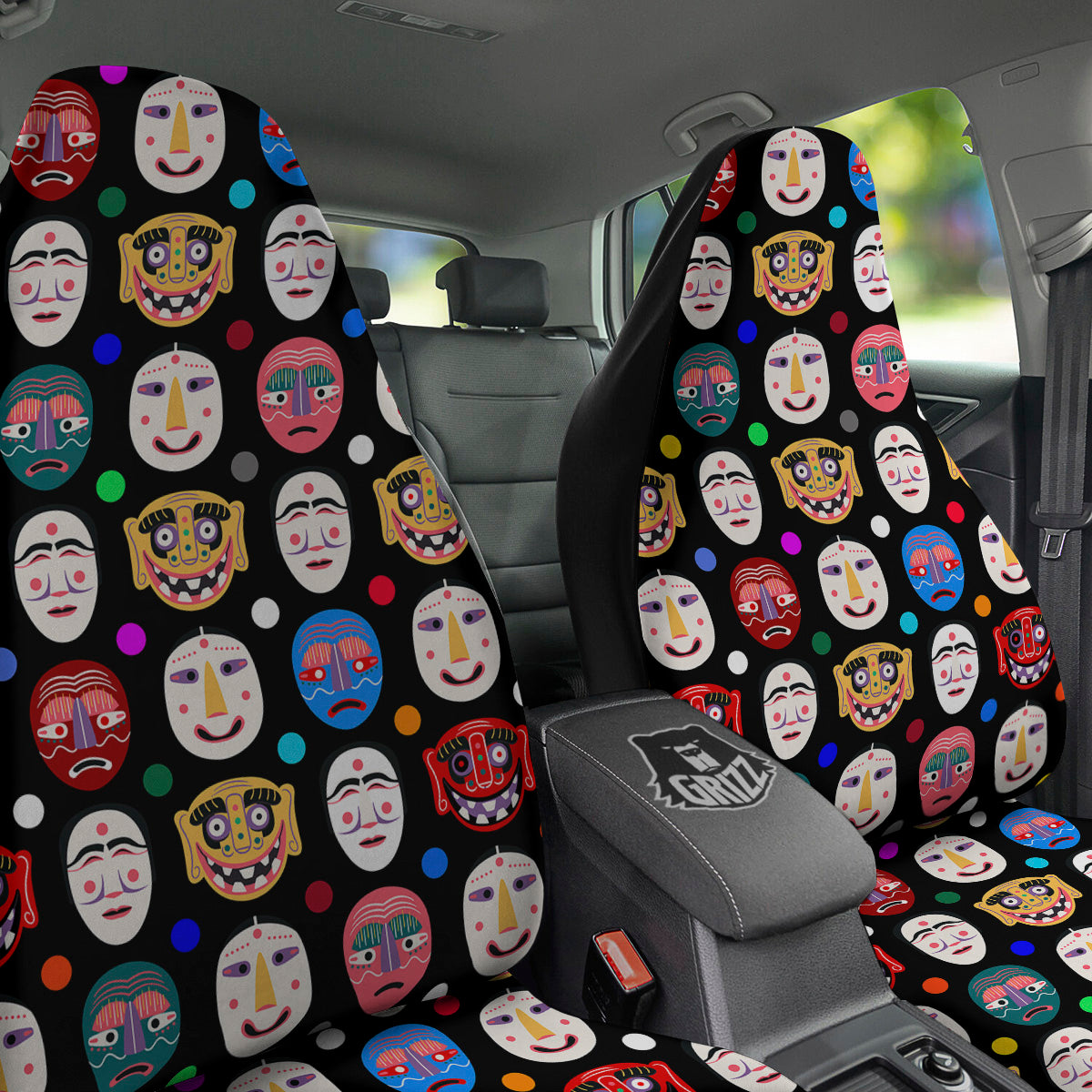 Traditional Korean Masks Print Pattern Car Seat Covers-grizzshop