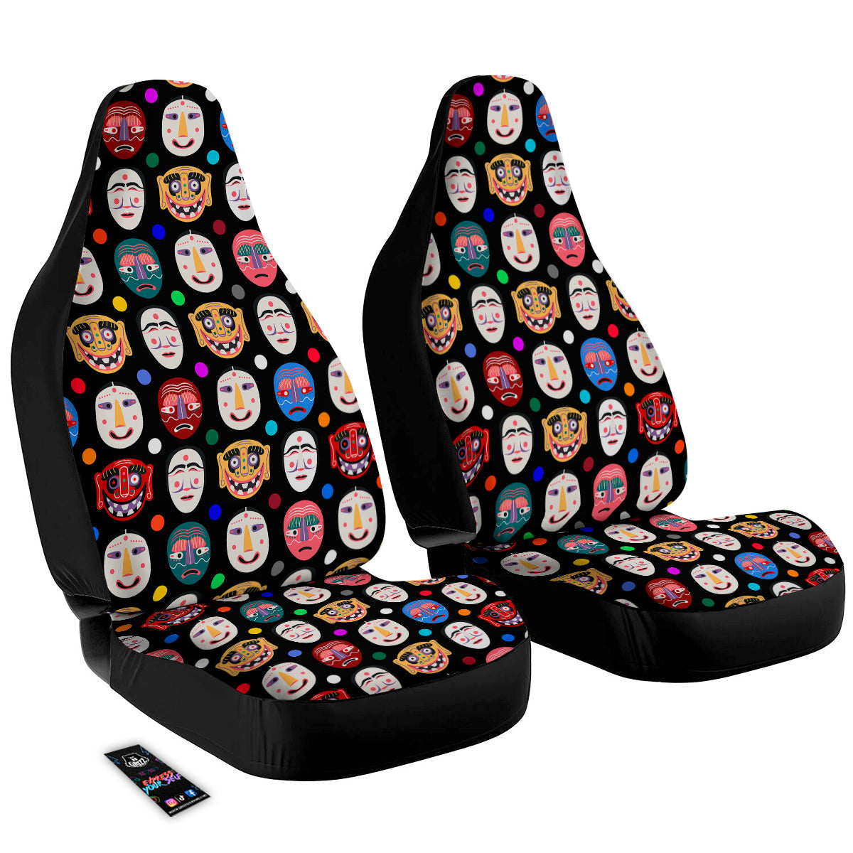 Traditional Korean Masks Print Pattern Car Seat Covers-grizzshop