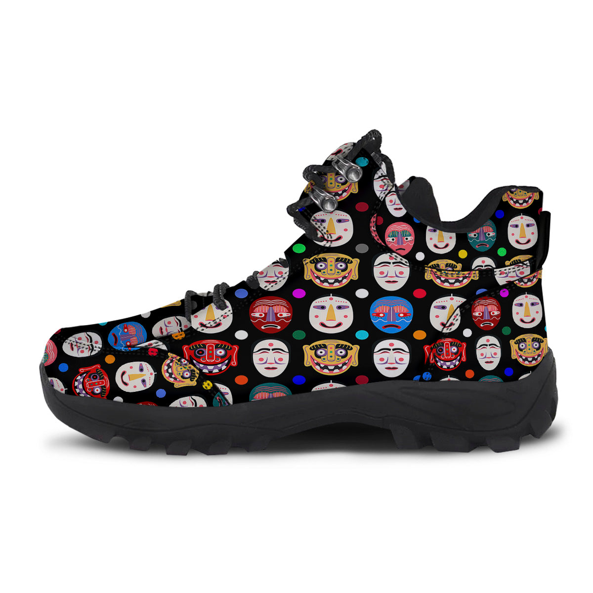 Traditional Korean Masks Print Pattern Hiking Shoes-grizzshop