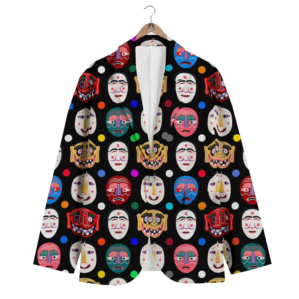 Traditional Korean Masks Print Pattern Men's Blazer-grizzshop