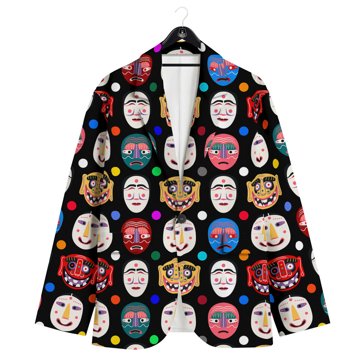Traditional Korean Masks Print Pattern Men's Sport Coat-grizzshop