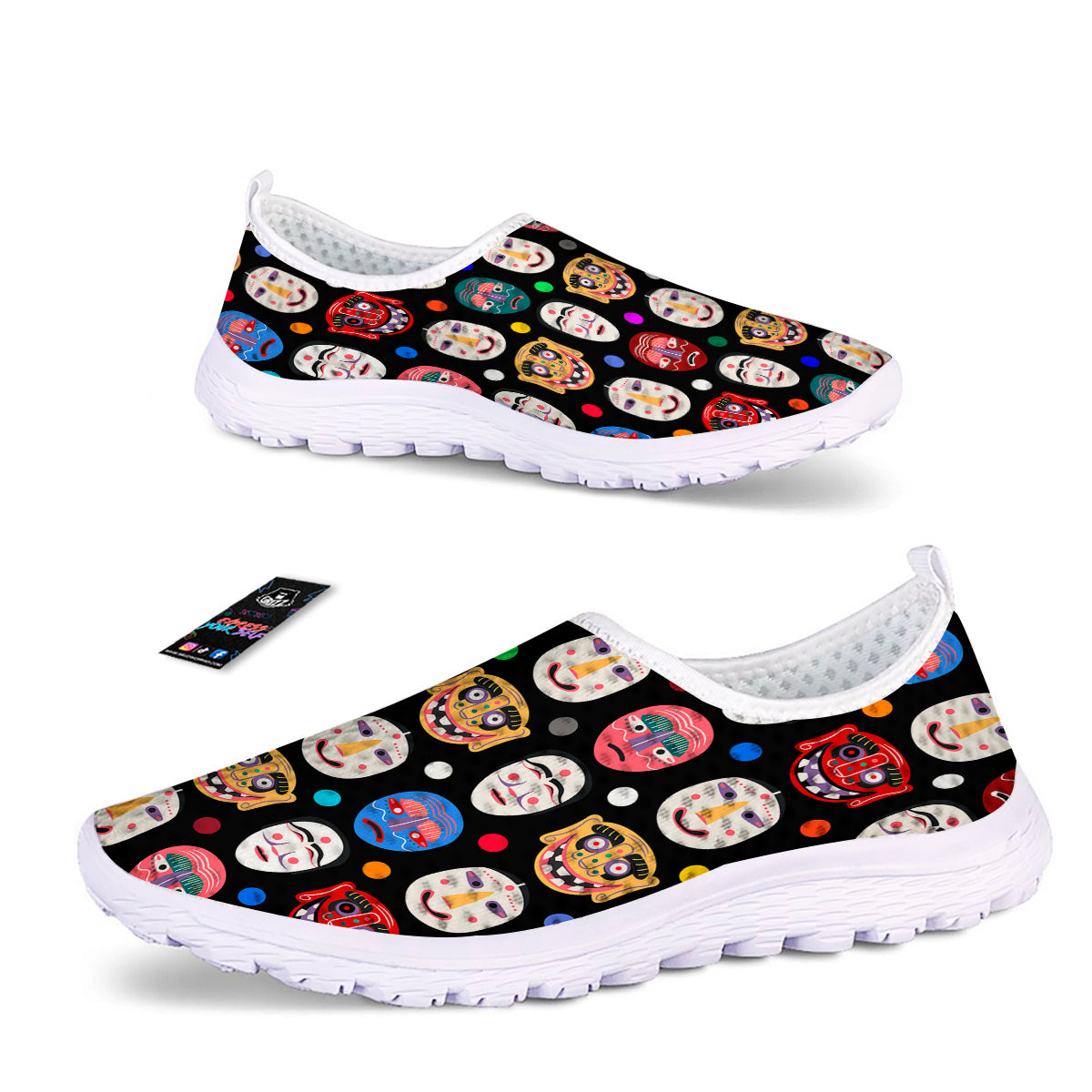 Traditional Korean Masks Print Pattern Nurse Shoes-grizzshop