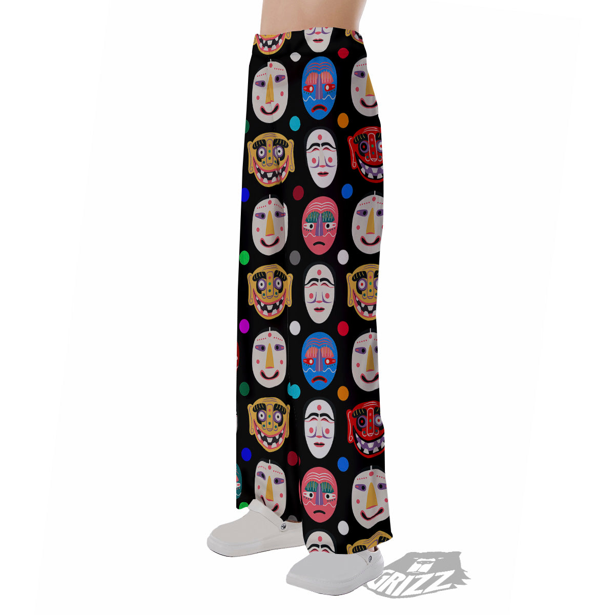 Traditional Korean Masks Print Pattern Pajama Pants-grizzshop