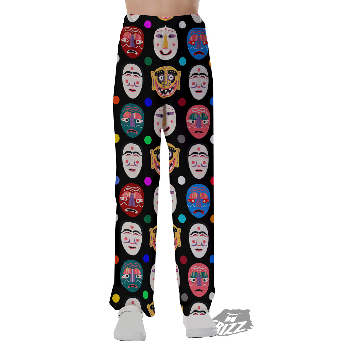 Traditional Korean Masks Print Pattern Pajama Pants-grizzshop