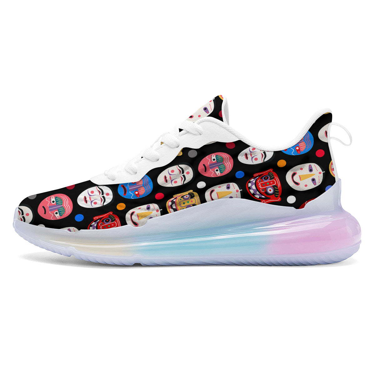 Traditional Korean Masks Print Pattern Running Sneakers-grizzshop
