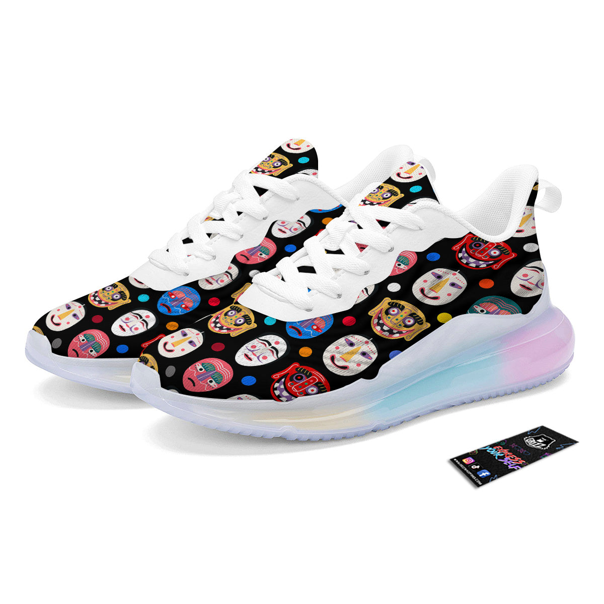 Traditional Korean Masks Print Pattern Running Sneakers-grizzshop