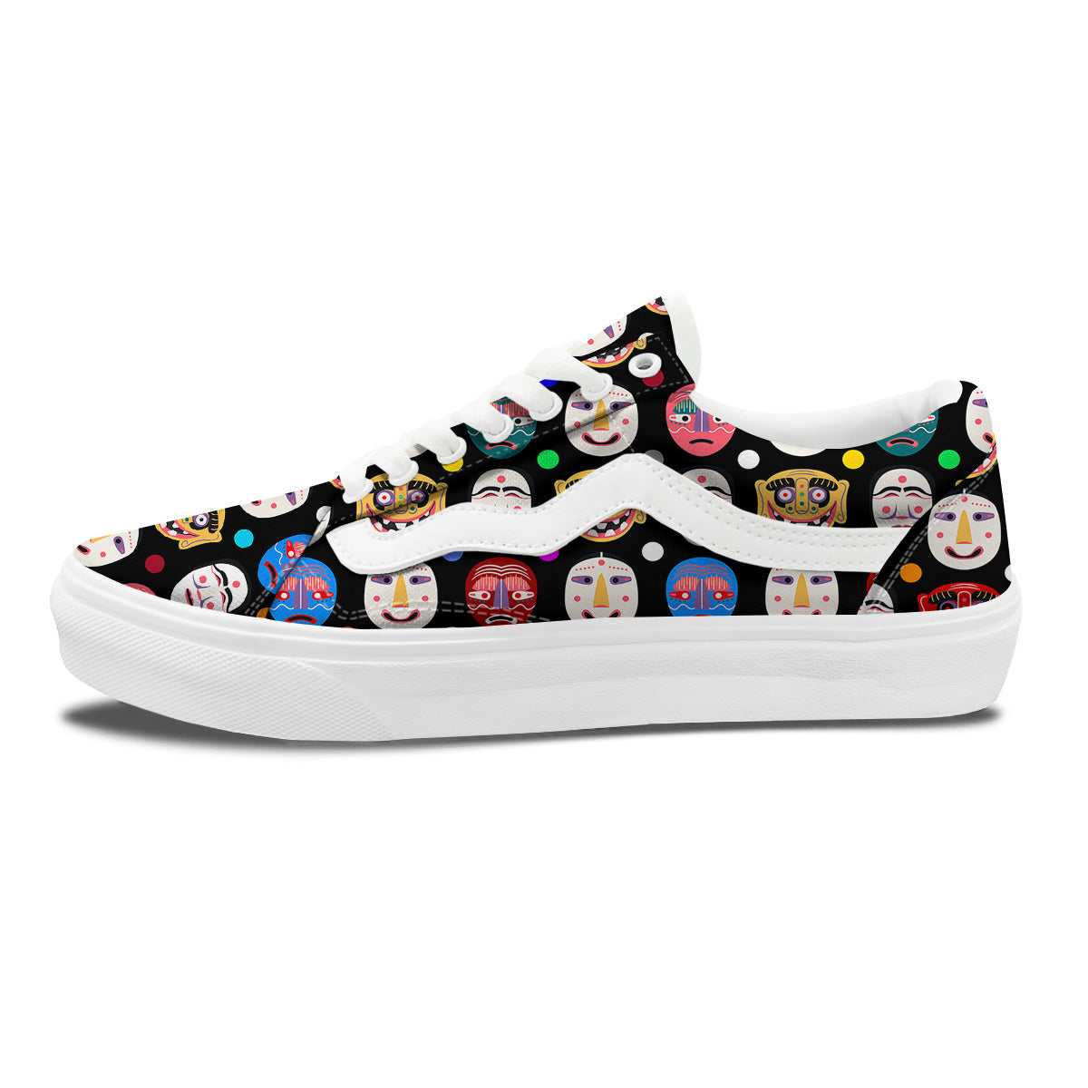 Traditional Korean Masks Print Pattern Skate Shoes-grizzshop