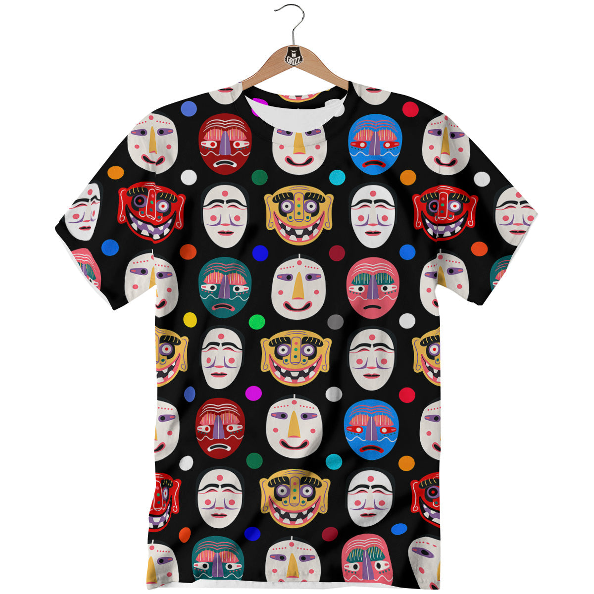 Traditional Korean Masks Print Pattern T-Shirt-grizzshop